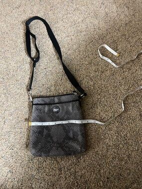 Coach Gray Snakeskin-Print Crossbody Bag with Black Strap